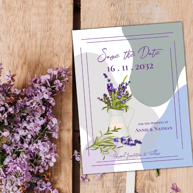 Lavender Themed Niedliche Hübsche Blumenhochzeit Ankündigungspostkarte (Cute Pretty Lavender Themed Floral Wedding Announcement Postcard)