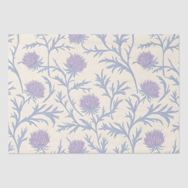 Lavender Thistle Blume Muster Seidenpapier (Vorderseite)