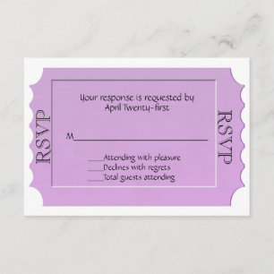 Lavender Ticket Look Carte de réponse RSVP