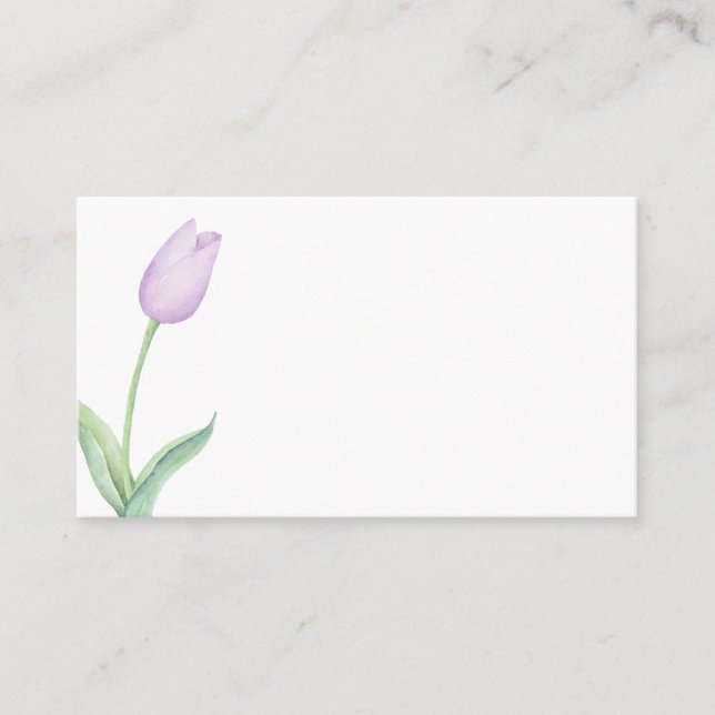 Lavender Tulip Solo Moderne Lila Hochzeit Platzkarte (Vorderseite)