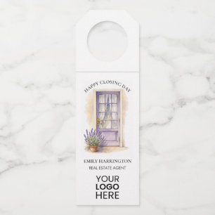 Lavender-Tür-Aquarell-Abschluss-Immobilienmaklerin Flaschenanhänger