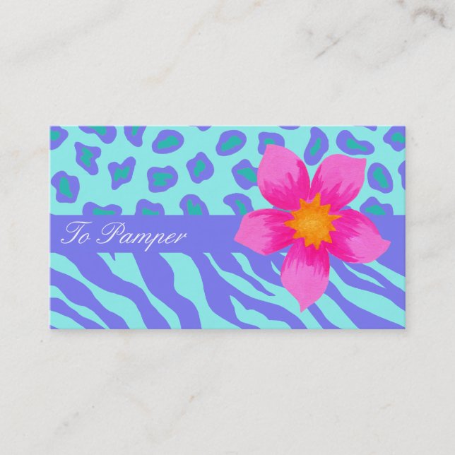 Lavender & Turquoise Zebra & Leopard Skin Stilvoll Visitenkarte (Vorderseite)