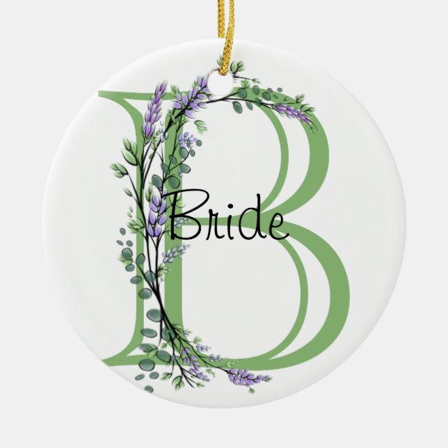 Lavender und Eukalyptus Bride Keramik Ornament (Vorne)