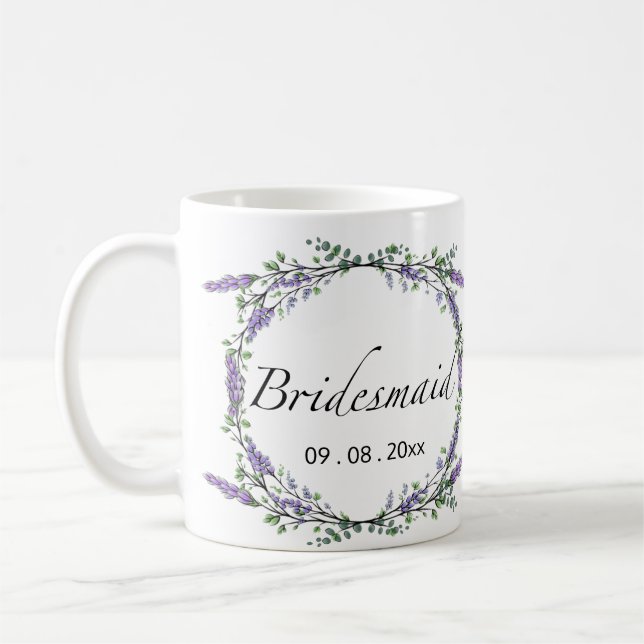 Lavender und Eukalyptus Bridesmaid Kaffeetasse (Links)