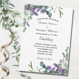 Lavender und Eukalyptus Lila Grünpflanzen Hochzeit Einladung