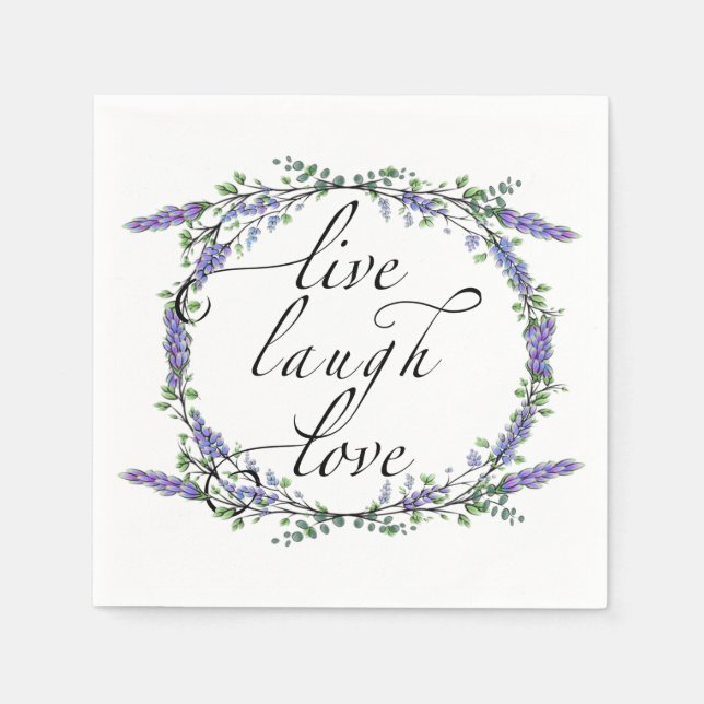 Lavender und Eukalyptus Live Laugh Liebe Serviette (Vorderseite)