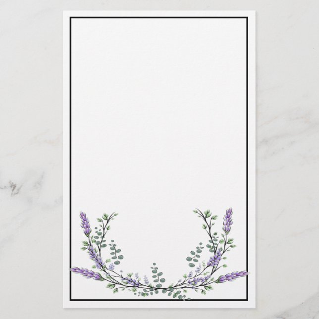 Lavender und Eukalyptus Stationery Briefpapier (Vorderseite)