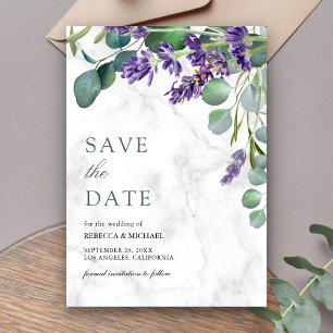 Lavender und Eukalyptus White Marble Wedding Save The Date