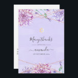 Lavender und Gold Floral Geometric Bat Mitzvah Dankeskarte<br><div class="desc">Pastel Lavendel und Imitate Gold Glitzer geometrische Fledermaus Mitzvah danke Karte mit Akzenten von blau und ätherisch grün.</div>