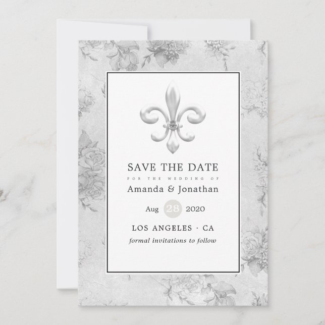 Lavender und Gold Floral Geometric Wedding Save The Date (Vorderseite)