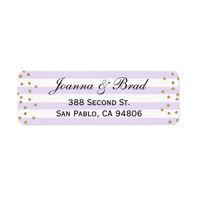 Lavender und Gold Rücksendeadresse Label Hochzeit (Vorne)