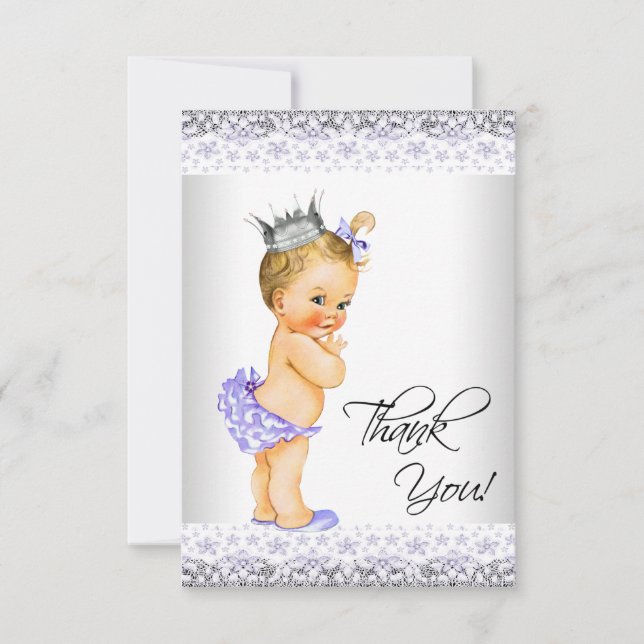 Lavender und Gray Baby Dusche Vielen Dank Dankeskarte (Vorderseite)