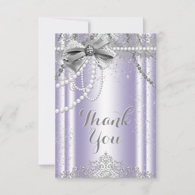 Lavender und Gray Pearl Vielen Dank Dankeskarte (Vorderseite)