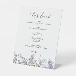 Lavender und Lilac Let's Drink Bar Sign Sockelschild