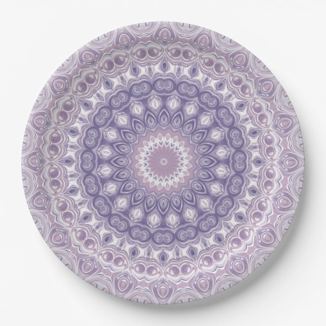Lavender und Lilac Mandala Pattern Pappteller (Vorderseite)