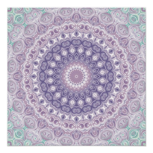 Lavender und Lilac Mandala Pattern Poster (Vorderseite)