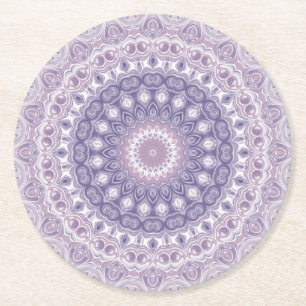 Lavender und Lilac Mandala Pattern Runder Pappuntersetzer