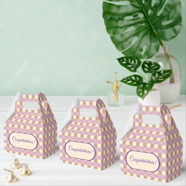 Lavender und Peach Gingham Kariert Geschenkschachtel (Zahlreiche)