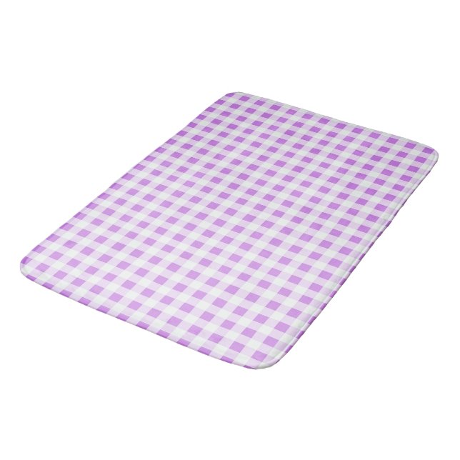 Lavender und White Gingham Badematte (Schrägansicht)