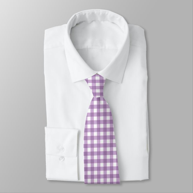 Lavender und White Gingham Krawatte (Gebunden)