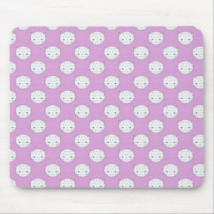 Lavender und White Kitty Faces Muster Polka Dots Mousepad