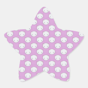 Lavender und White Kitty Faces Muster Polka Dots Stern-Aufkleber