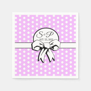 Lavender und White Polka Dot White Bow personalisi Serviette