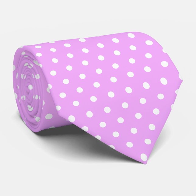 Lavender und White Polka Dots Krawatte (Gerollt)