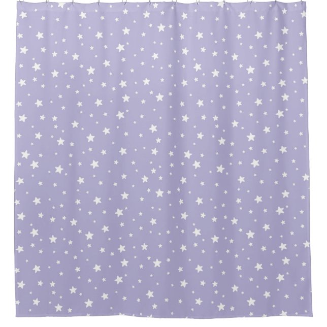 Lavender und White Stars Celestial Sky Duschvorhang (Vorderseite)