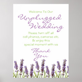Lavender Unplugged Wedding Sign Poster