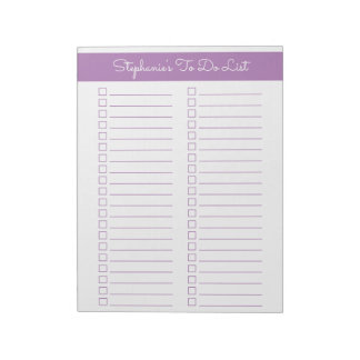 Lavender Vertical 8.5x11 Two Column Checklist Notizblock
