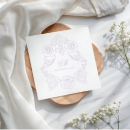 Lavender Victorian Crest Monogram Wedding Serviette