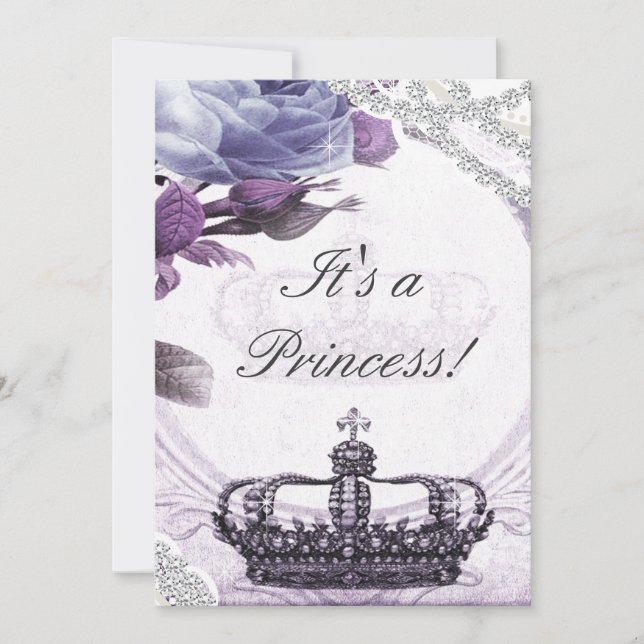 Lavender Vintage Princess Baby shower Invitation (Devant)