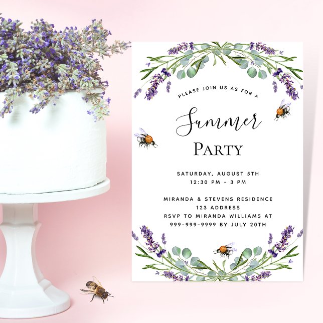 Lavender violet floral summer outdoor party einladung (Von Creator hochgeladen)