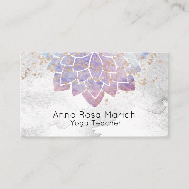 *~* Lavender Wasserfarbe Mandala Glitzer Spirituel Visitenkarte (Vorderseite)