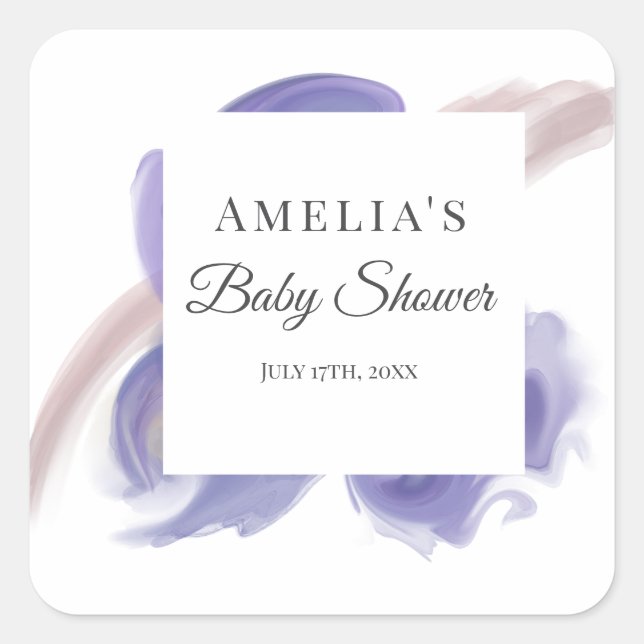 Lavender Watercolor Abstract Square Sticker (Vorderseite)