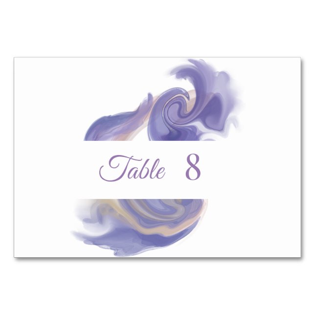 Lavender Watercolor Abstract Table Number Tischnummer (Vorderseite)