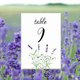 Lavender Watercolor Blütenviolette Blumen Hochzeit Tischnummer
