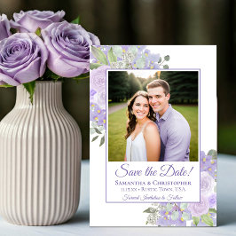 Lavender Watercolor Boho Chic Foto Hochzeit Save The Date