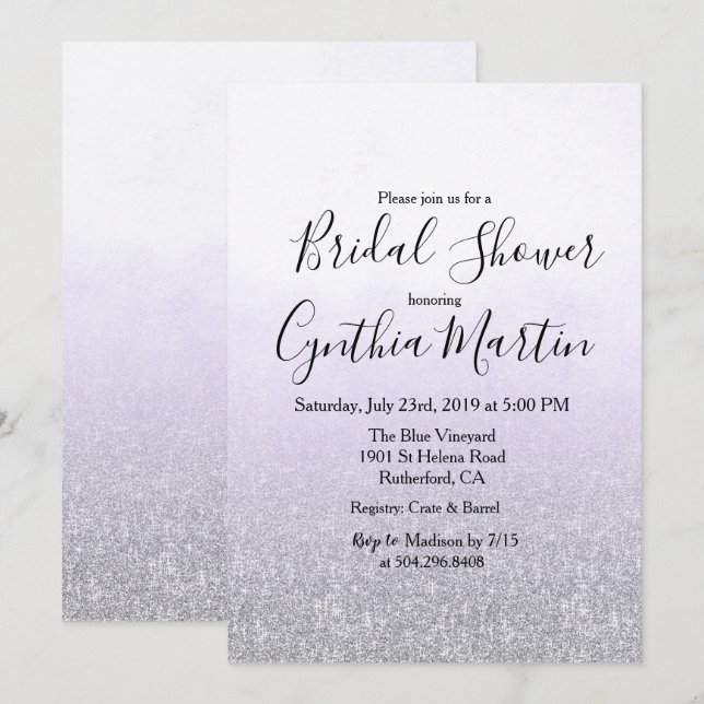 Lavender Watercolor Bridal Dusche Einladung (Vorne/Hinten)