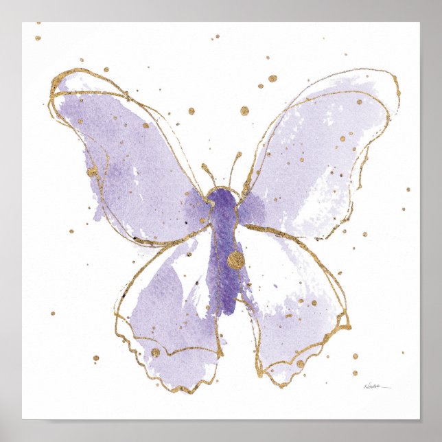 Lavender Watercolor Butterfly Poster (Vorne)