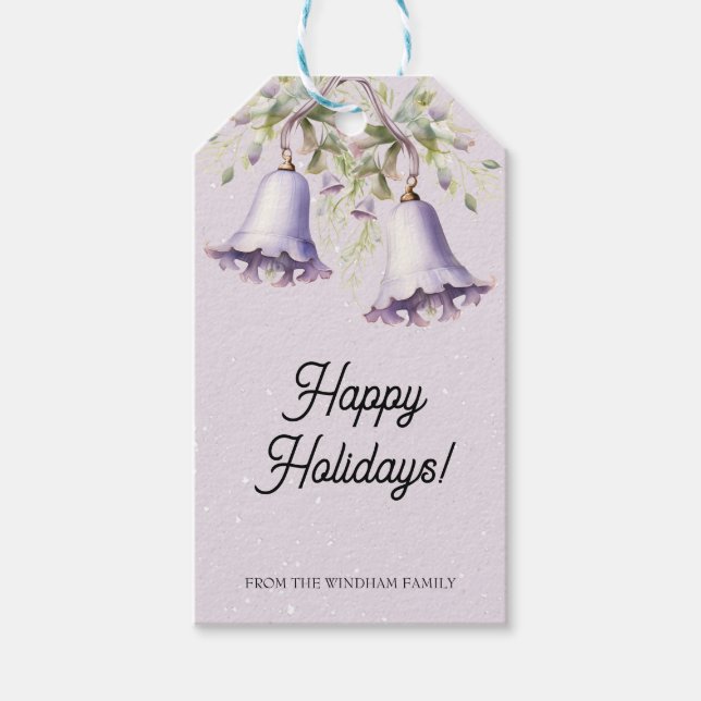 Lavender Watercolor Christmas Bell Geschenkanhänger (Vorderseite)