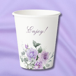 Lavender Watercolor Floral Baby Dusche Pappbecher