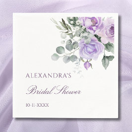 Lavender Watercolor Floral Peony Brautparty Serviette