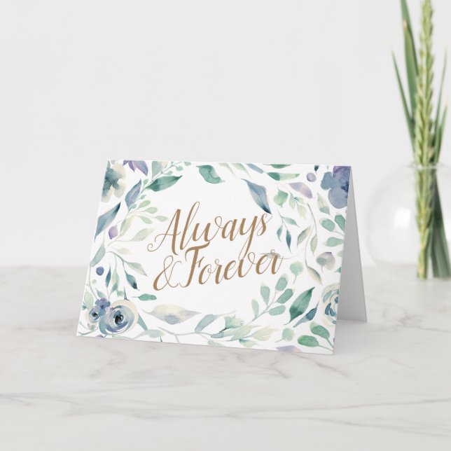 Lavender Watercolor Floral Wedding Gratulation Karte (Vorderseite)