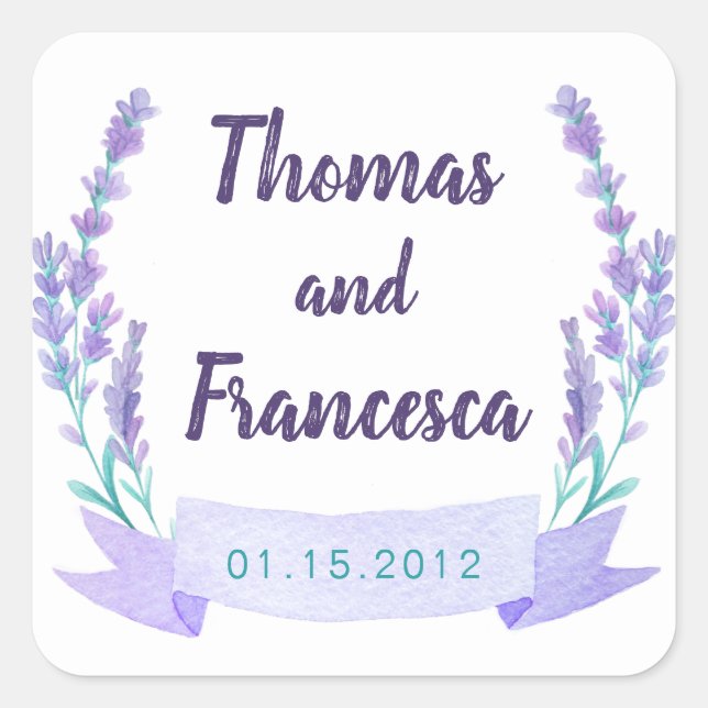 Lavender Watercolor Floral Wedding Sticker (Vorderseite)