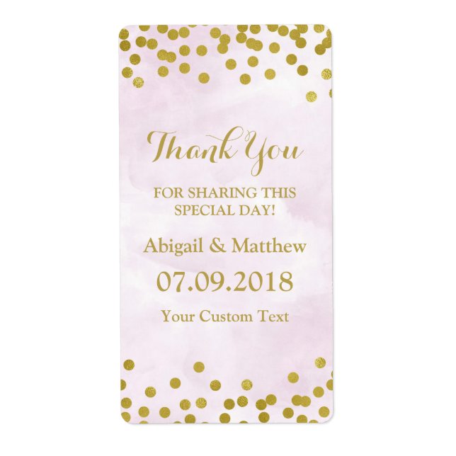 Lavender Watercolor Gold Confetti Wedding Labels (Vorne)