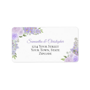 Lavender Watercolor Rose Elegante Hochzeitadresse Adressaufkleber