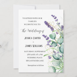 Lavender Watercolor Rustic Eukalyptus Wedding Einladung