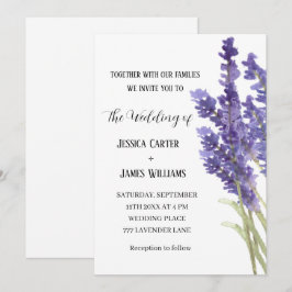 Lavender Watercolor Rustikale Elegante Hochzeit Einladung